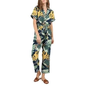 Molly Bracken Tropical Print Jumpsuit in Green Women's Size 3X